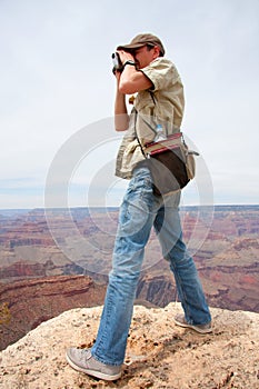 Tourist with binoculars