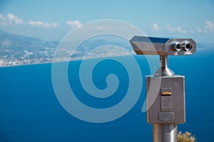 Tourist binoculars on famous sea panorama