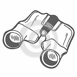 Tourist binoculars isolated on a white backgroun.long-range vision device, image intensifier optical device. Vector illustration