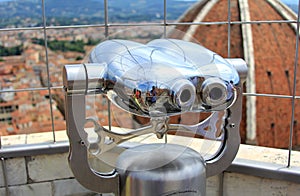 Tourist Binoculars Looking Out over Florence, Italy