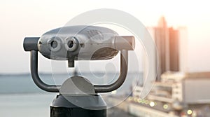 Tourist binoculars on the observation deck