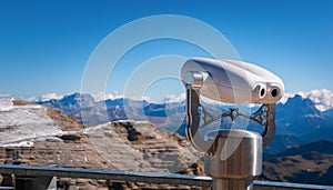 Tourist binoculars at South Tirol in front of Mountain Skyline