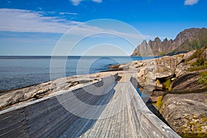 Tourist boardwalk on Senja island,Norway