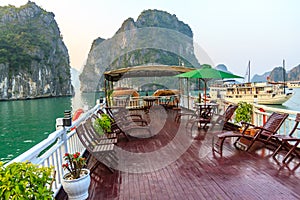 Tourist boat on Halong bay