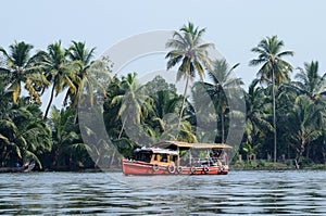 Tourist boat at Kerala backwaters,Alleppey,India