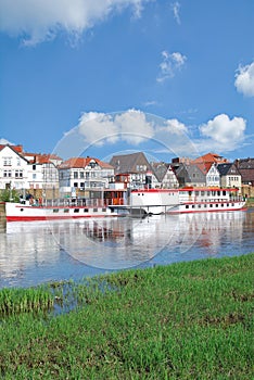 Tourist Boat in Minden,Weser River,Weserbergland,Germany photo
