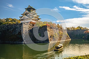 Tourist boat in the moat of Osaka Castle