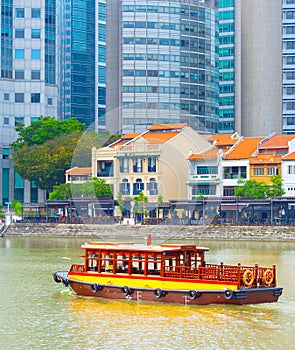 Tourist boat quay Singapore river