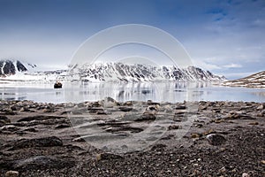 Tourist boat in Spitsbergen.