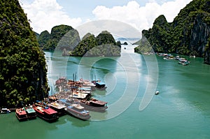 Tourist boats, Halong Bay, Vietnam