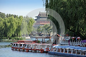 Tourist boats on a lake in bejing