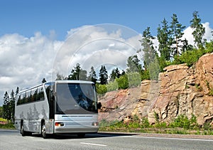 Tourist bus on country highway