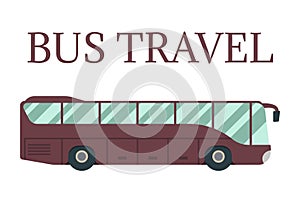 Tourist bus flat vector illustration