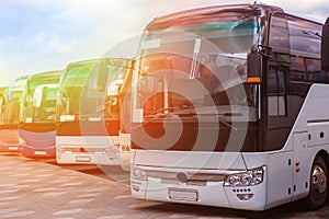 tourist buses on parking