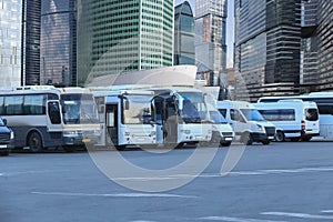 tourist buses on parking