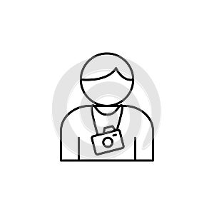 Tourist, camera, backpack icon. Simple line, outline vector elements of tourism for ui and ux, website or mobile application