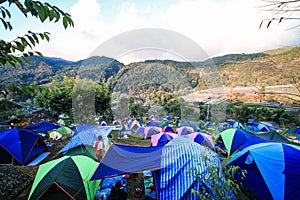 Tourist camping in the mountain Doi SureYa,Doi Inthanon, ChiangMai,of Thailand