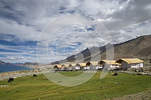 Tourist Camps near Pangong Tso, Ladakh, India.