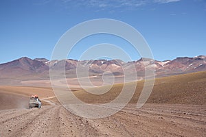 Tourist car at the Atacama Desert in Bolivia