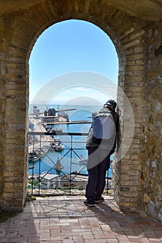 Tourist in Castel Aragonese in Ortona, Abruzzo, Italy