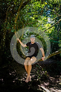 Tourist in Chiapas jungle Mexico