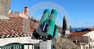 Tourist coin operated binoculars in the old village on the French Riviera