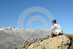 Tourist in the Corsican high mountains