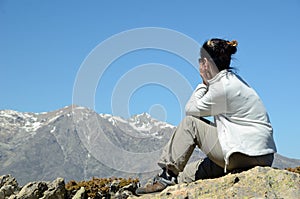 Tourist in the Corsican high mountains