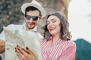 Tourist couple enjoying sightseeing