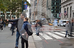 Tourist Couple in New York City Manhattan Taking a Selfie Photo Midtown NYC Shooting Selfie Pictures