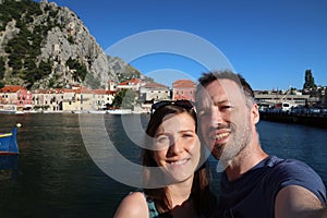 Tourist couple selfie from Croatia
