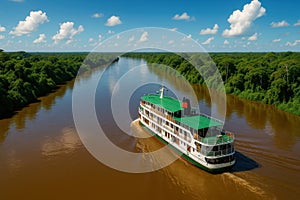 Tourist cruise ship on the Amazon River