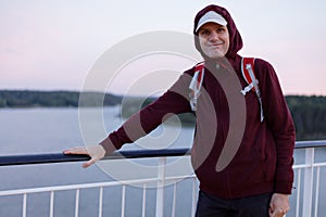 Tourist on a deck of cruise ship