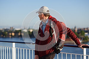 Tourist on a deck of cruise ship