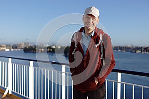 Tourist on a deck of cruise ship