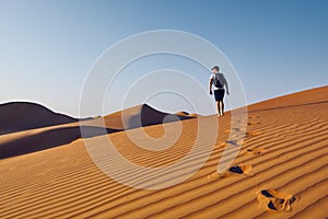 Tourist in desert