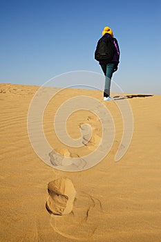 Tourist in desert