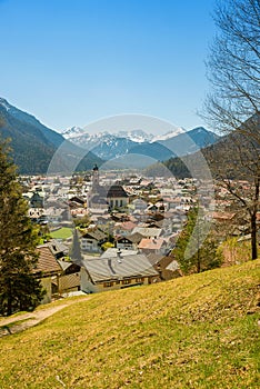 Tourist destination Mittenwald, upper bavaria, in march