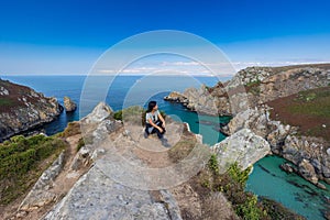 Tourist enjoy the vibrant sea costline