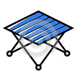 Tourist folding table icon. Travel camping equipment for survival in outdoor.