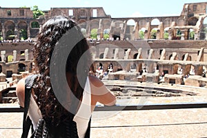 Tourist on gallery of Colosseum