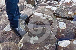 Tourist at Giants Causeway