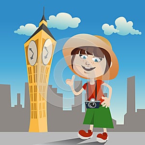 Tourist girl (clock tower)