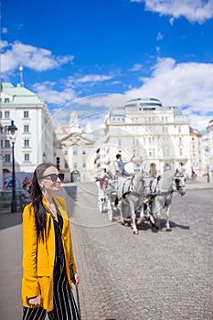 Tourist girl enjoying her european vacation in Vienna