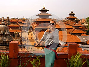 Tourist girl at Patan Square, Kathmandu, Nepal