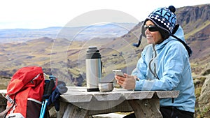 Tourist girl in the picnic area