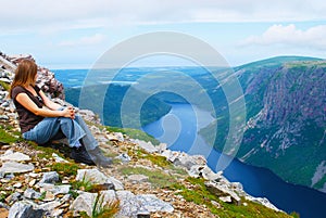 Tourist at Gros Morne Summit