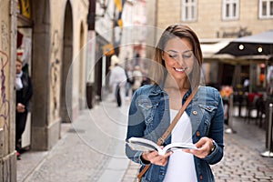 Tourist with guide book