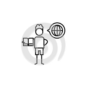 Tourist, guide icon. Element of people in travel line icon. Thin line icon for website design and development, app development. Pr