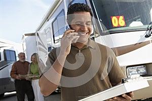 Tourist Guide Talking On Phone